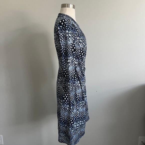 BCBG Max Azria Wrap Dress Ellyette Blue Feather Work Wear XS - Picture 6 of 9